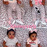baby, infant, child, cute, floral_pattern, pink_bow, pacifier, sunglasses, white_shirt, pants, footwear, collage, multiple_images, patterned_background, headband, smiling, posing, indoors, accessories, playful