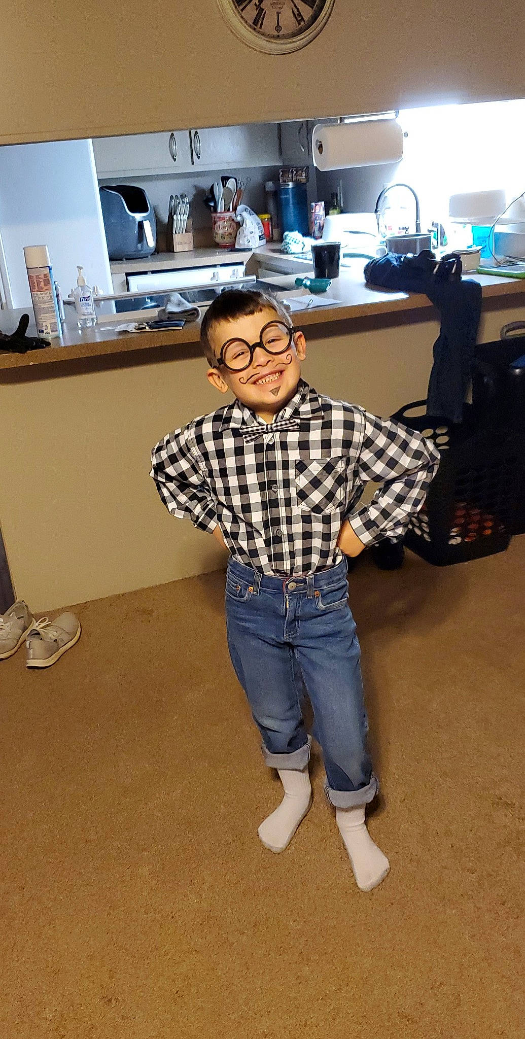 Archer joined the competition — help win amazing prizes! automotive_design, cabinetry, chair, cooktop, countertop, dress_shirt, event, eyewear, floor, flooring, home_appliance, joy, kitchen, kitchen_appliance, kitchen_stove, major_appliance, person, plaid, room, smile