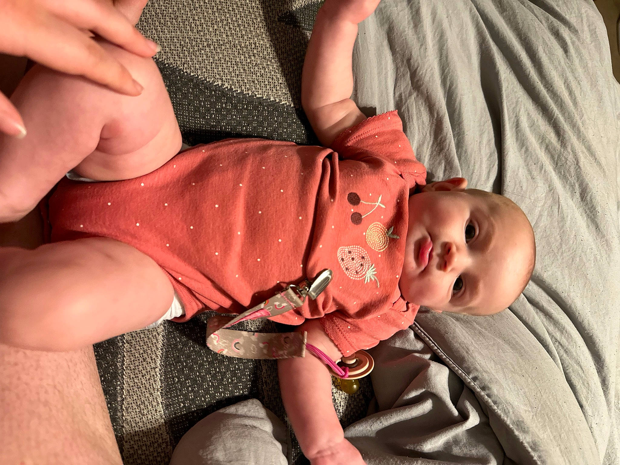 Willow is registered to the contest to win money with this photo: baby, baby_toddler_clothing, cheek, chest, comfort, elbow, finger, gesture, human_body, interaction, leg, mouth, nail, neck, person, skin, sleeve, stomach, thigh, thumb