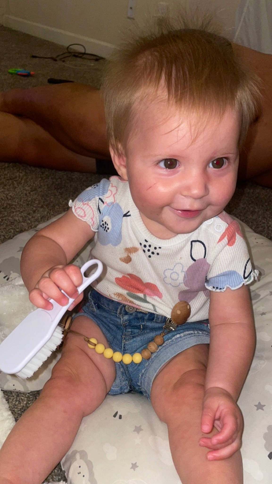 Esme joined the competition — help win amazing prizes! baby, baby_toddler_clothing, cheek, eye, finger, hair, hairstyle, head, human_body, iris, joint, leg, lip, mouth, muscle, neck, nose, person, skin, sleeve