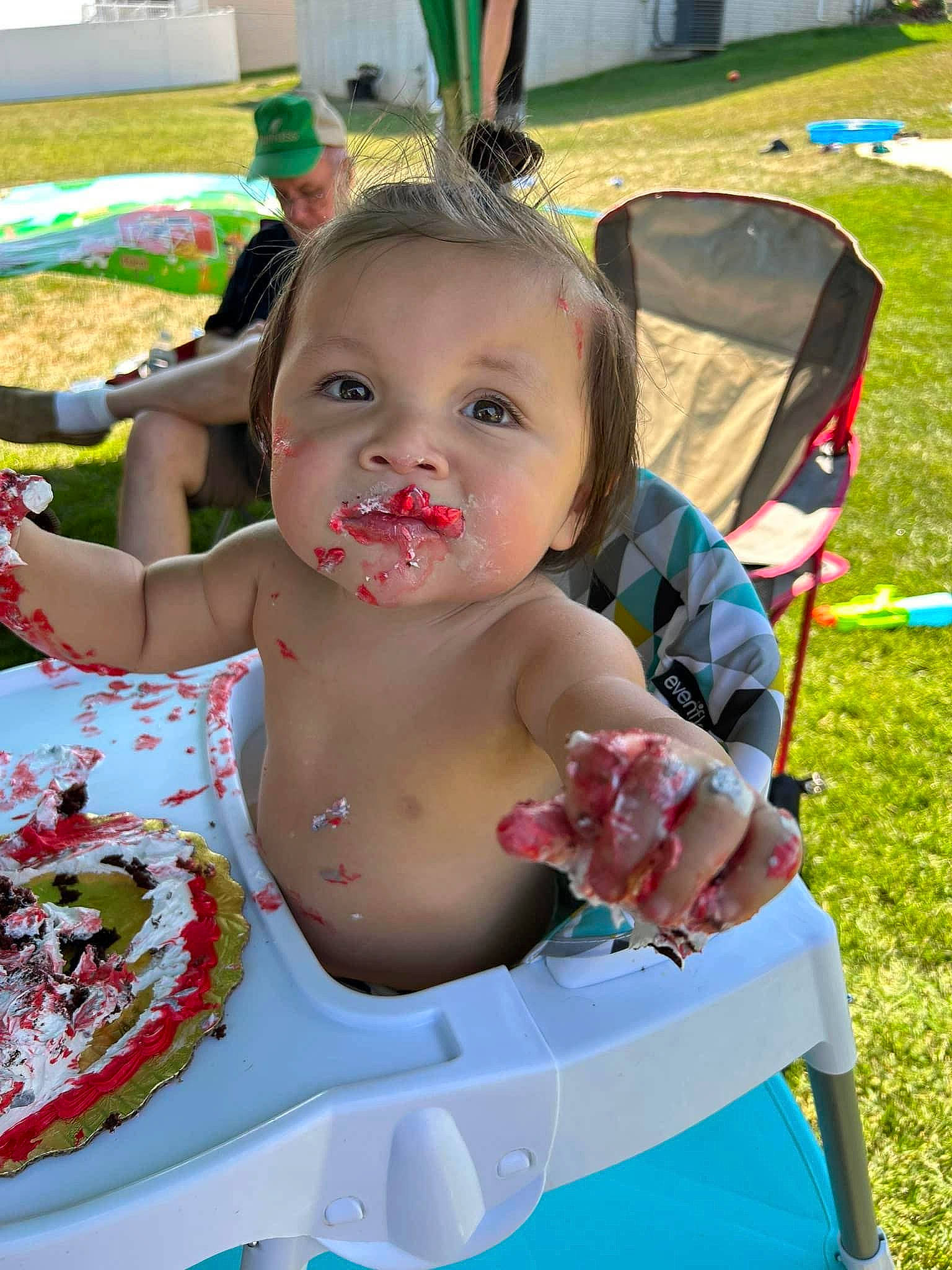 Declyn joined the competition — help win amazing prizes! baby, baby_products, birthday, chair, child, eating, event, food, fun, grass, happy, leisure, party, person, picnic, play, recreation, summer, sweetness, toddler