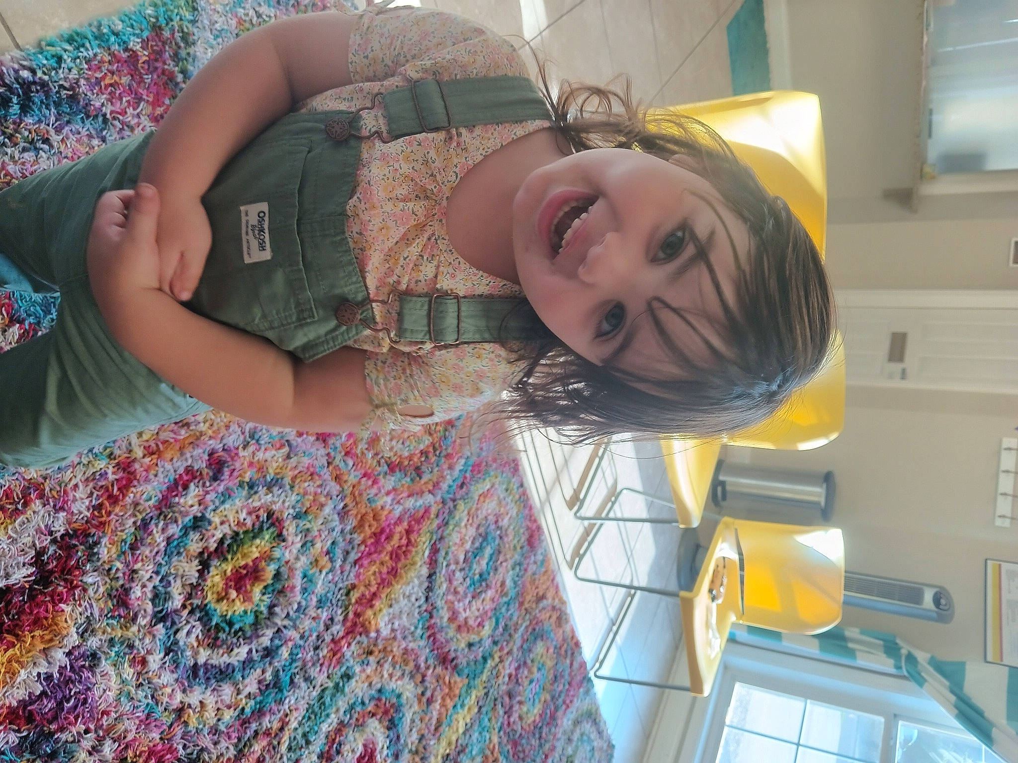 Addalynn is registered to the contest to win money with this photo: bedding, child, comfort, couch, craft, fun, happy, joy, linens, patient, pattern, person, room, service, smile, t_shirt, thigh, visual_arts