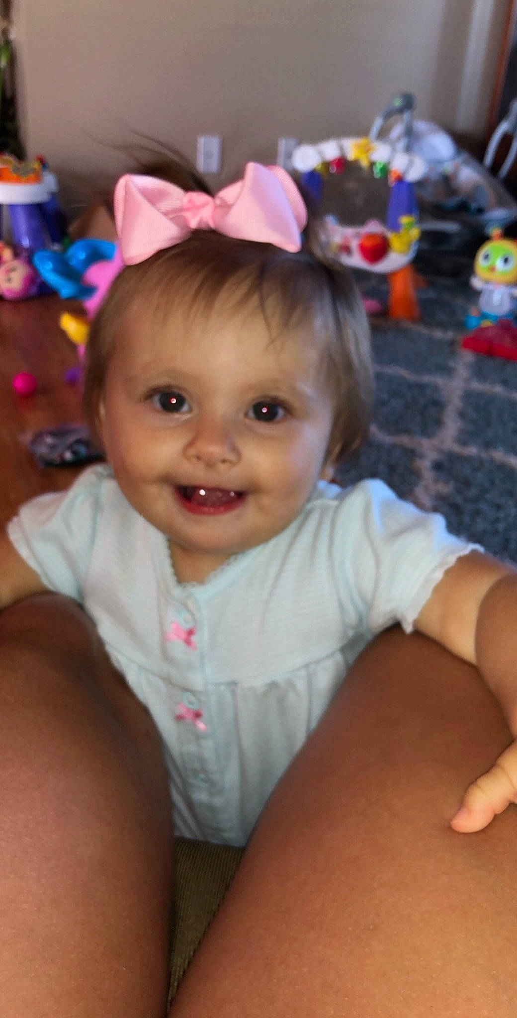 Josephine joined the competition — help win amazing prizes! baby, cheek, child, ear, eye, fun, head, iris, joy, person, play, sitting, skin, smile, toddler