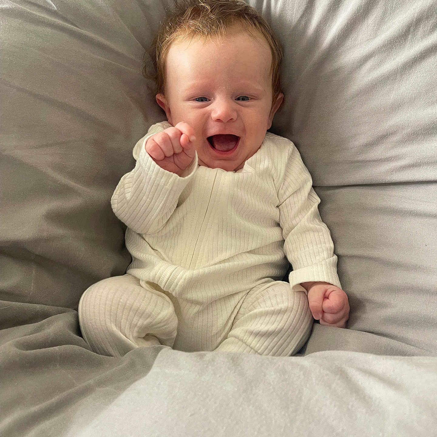 Oakley joined the competition — help win amazing prizes! baby, babylaughing, bed, bedroom, crying, cushion, face, furniture, happy, head, homedecor, indoors, laughing, newborn, person, photography, portrait, sad, smile, yawning