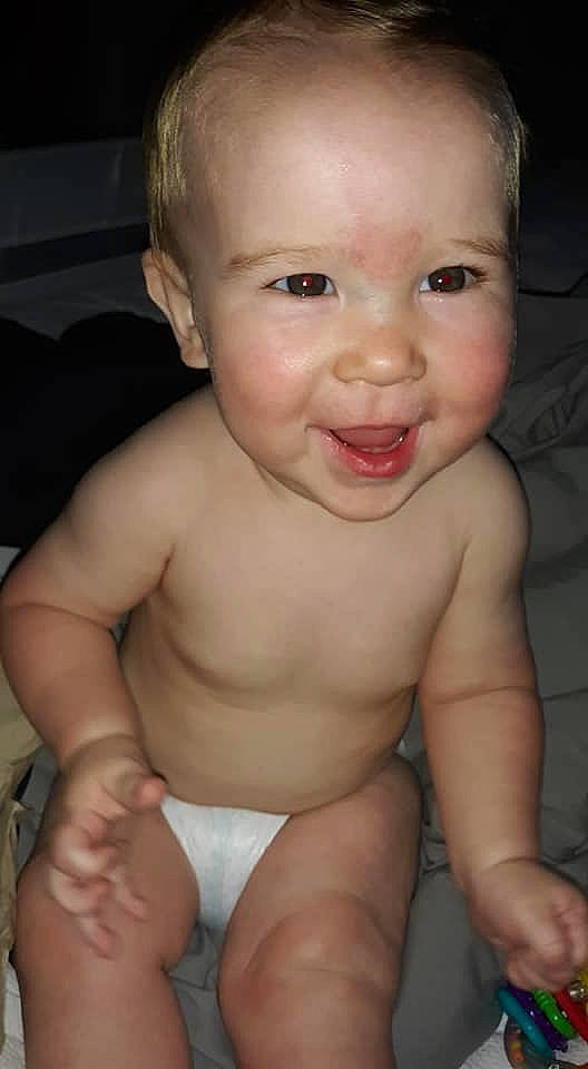 Greyson joined the competition — help win amazing prizes! baby, baby_making_funny_faces, cheek, chest, child, chin, eye, face, facial_expression, forehead, head, lip, mouth, muscle, nose, organ, person, skin, smile, stomach