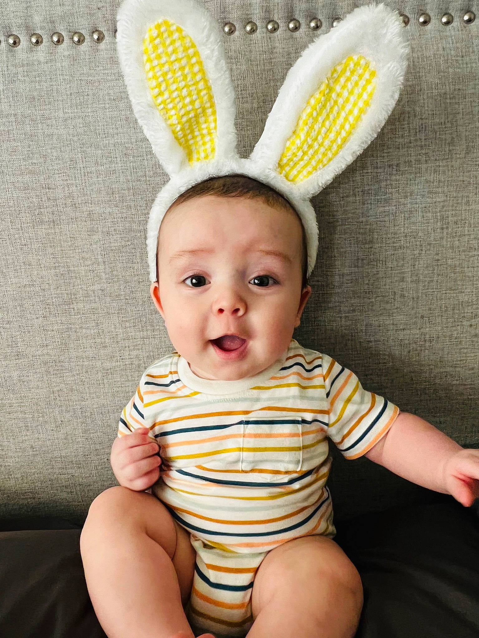 Ethan joined the competition — help win amazing prizes! baby, baby_toddler_clothing, cap, child, costume_hat, ear, eye, eyelash, facial_expression, finger, gesture, happy, head, neck, person, pink, product, skin, sleeve, toddler