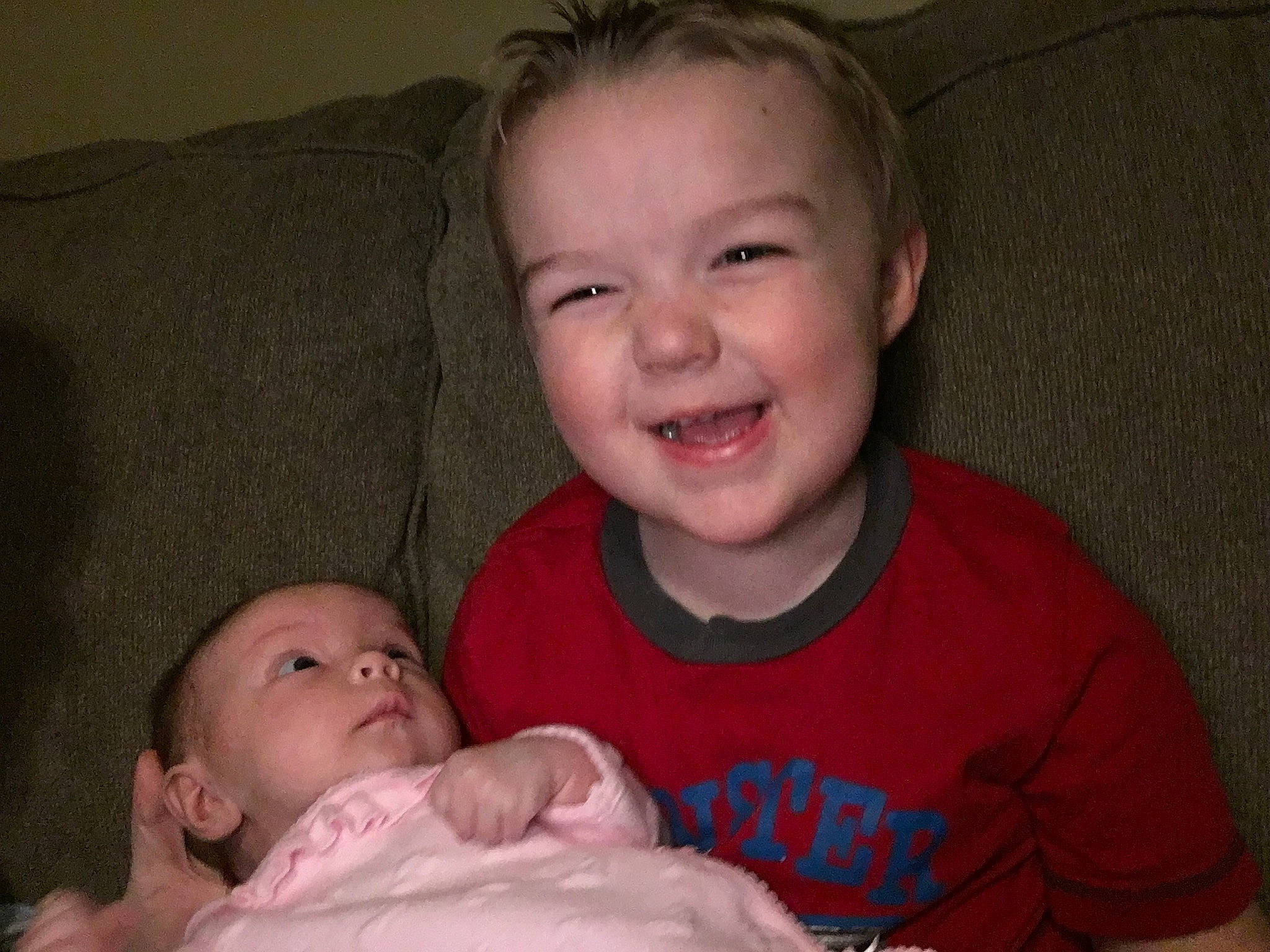 Emory is registered to the contest to win money with this photo: baby, cheek, child, chin, eye, face, facial_expression, fun, happy, iris, joy, laugh, lip, mouth, nose, organ, people, person, skin, smile