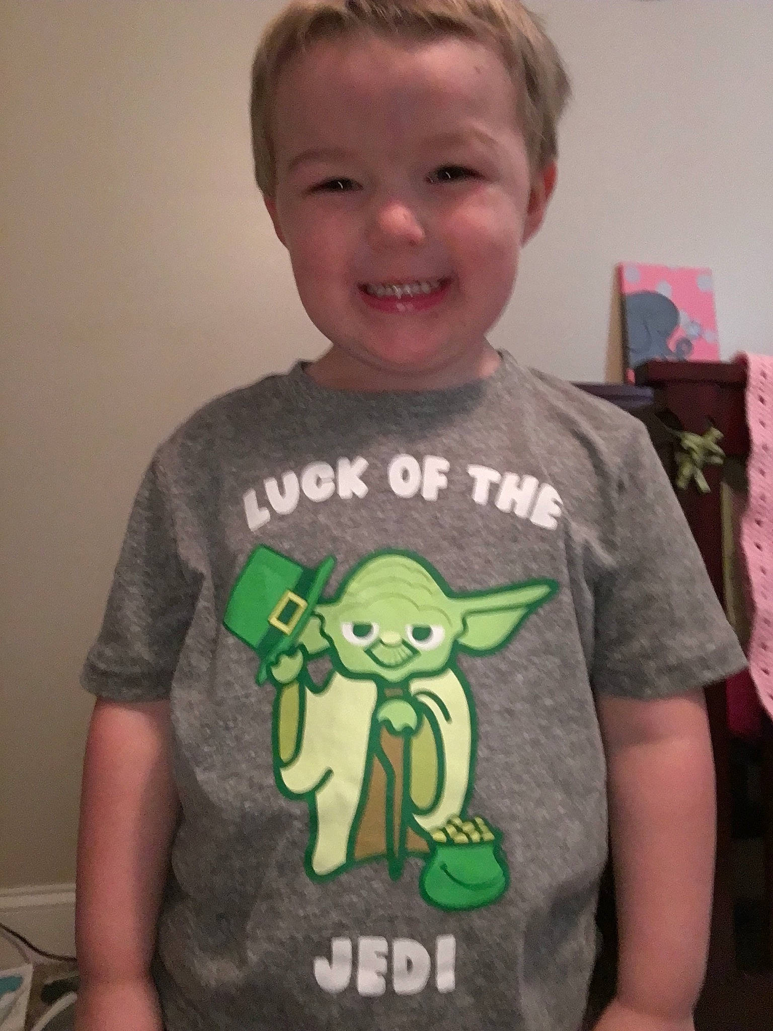 Emory joined the competition — help win amazing prizes! child, cool, fictional_character, green, joy, organ, person, smile, t_shirt, tooth, top, yoda