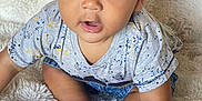 Mao participe au concours pour gagner de l'argent avec cette photo : baby, child, infant, cute, crawling, gray_shirt, denim_shorts, fluffy_blanket, indoor, portrait, wide_eyes, curly_hair, skin, hands, feet, expression, looking_at_camera, toddler, young_child, soft_texture
