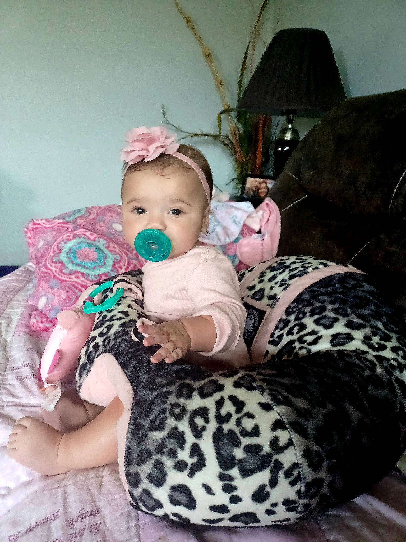 Malia joined the competition — help win amazing prizes! baby, baby_toddler_clothing, child, comfort, couch, design, happy, hat, human_body, lap, living_room, pattern, person, room, sitting, skin, sock, stuffed_toy, textile, thigh