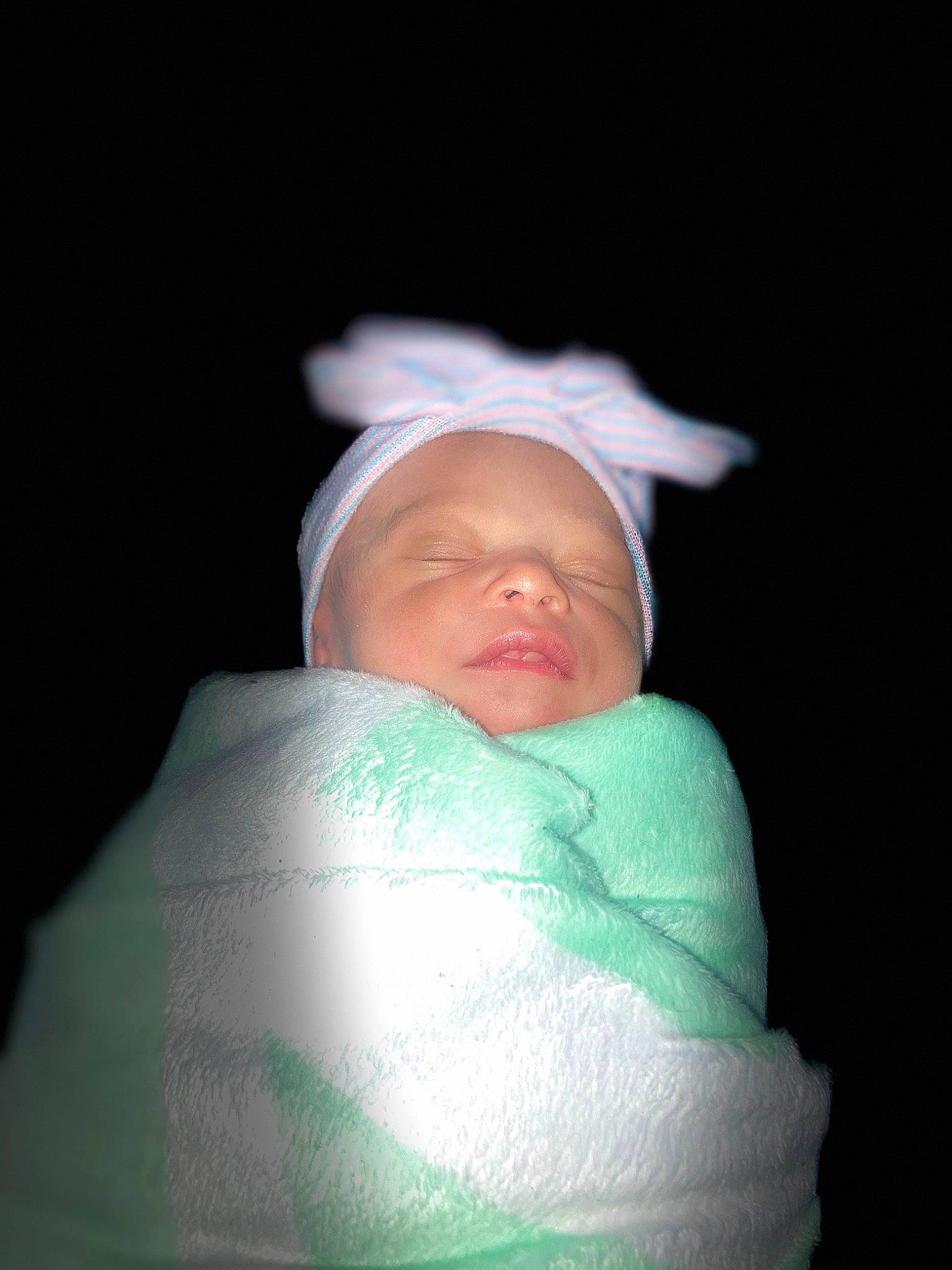 Kayleen joined the competition — help win amazing prizes! baby, baby_products, baby_safety, baby_sleeping, baby_toddler_clothing, child, comfort, darkness, eye, flash_photography, linens, person, room, sleeve, toddler