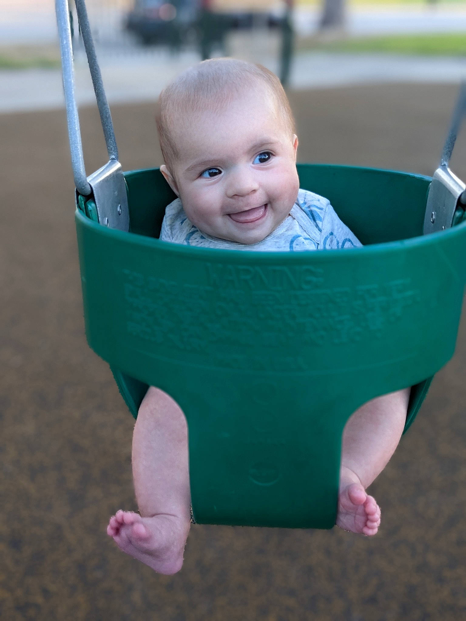 Kayla joined the competition — help win amazing prizes! baby, baby_products, baby_toddler_clothing, child, city, eye, face, fun, grass, happy, joy, leisure, people_in_nature, person, photograph, plant, play, sitting, smile, swing