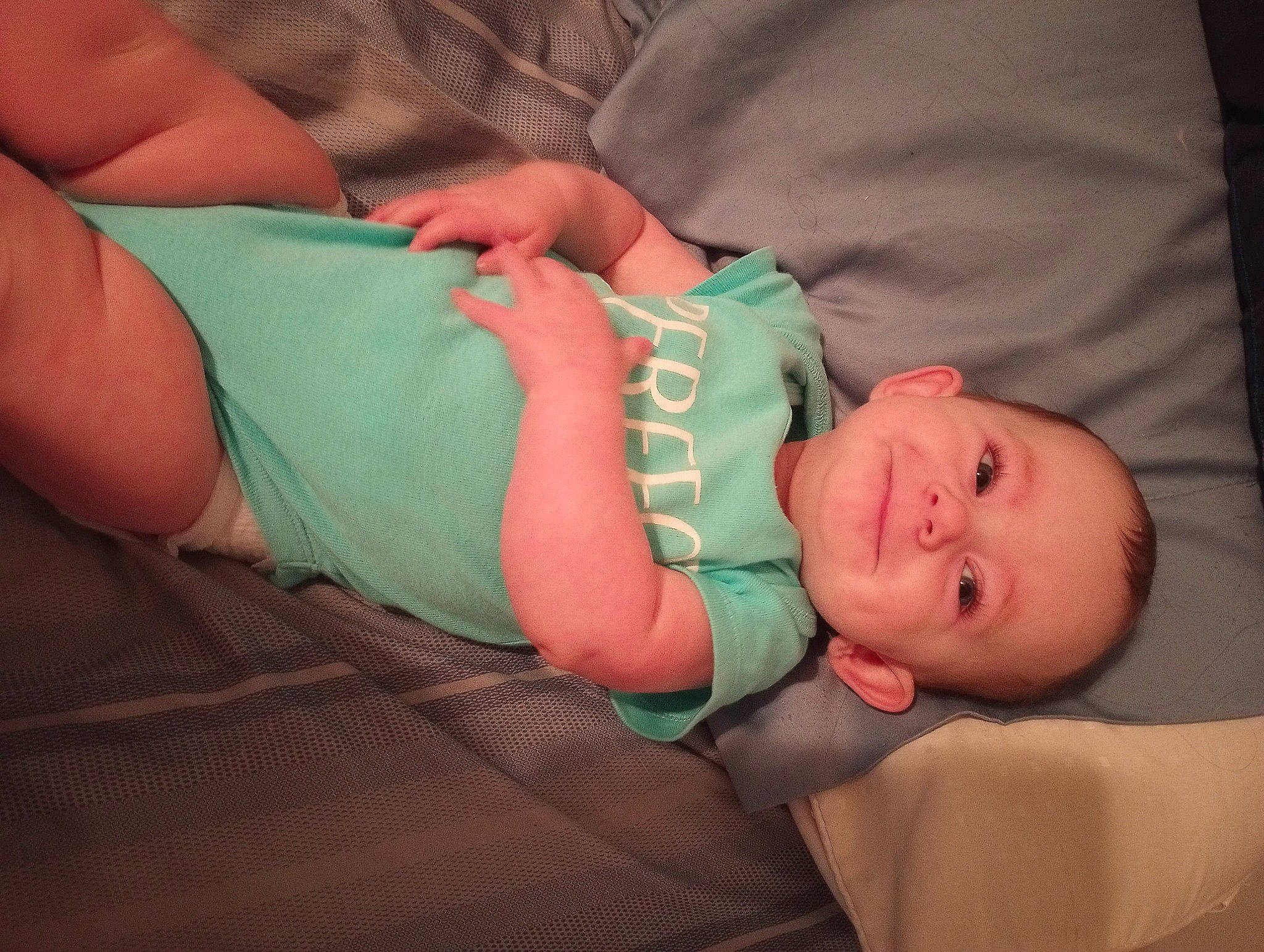 Adelynn joined the competition — help win amazing prizes! abdomen, arm, baby, baby_products, baby_toddler_clothing, cheek, child, comfort, elbow, face, finger, hat, human_body, joy, leg, person, room, skin, smile, toddler