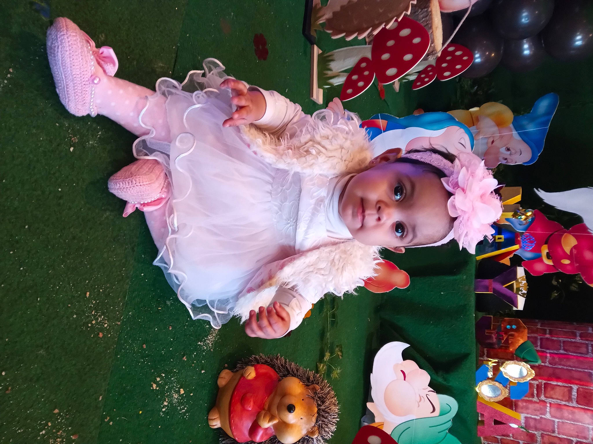 Anna Beatriz participe au concours pour gagner de l'argent avec cette photo : baby, baby_toddler_clothing, child, costume, event, fun, fur, grass, happy, headwear, person, pink, room, toddler