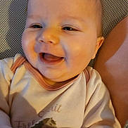 Layla is registered to the contest to win money with this photo: baby, child, close_up, clothing, cozy, cute, expression, eyes, face, hand, happy, indoor, infant, mouth_open, person, portrait, skin, smiling, soft_texture, young