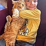 Scrump is registered to the contest to win money with this photo: armchair, blue_eyes, boy, cat, child, cozy, cuddle, fur, happy, hug, indoor, living_room, long_hair_cat, orange_cat, paws, pet, portrait, smile, tabby, yellow_shirt