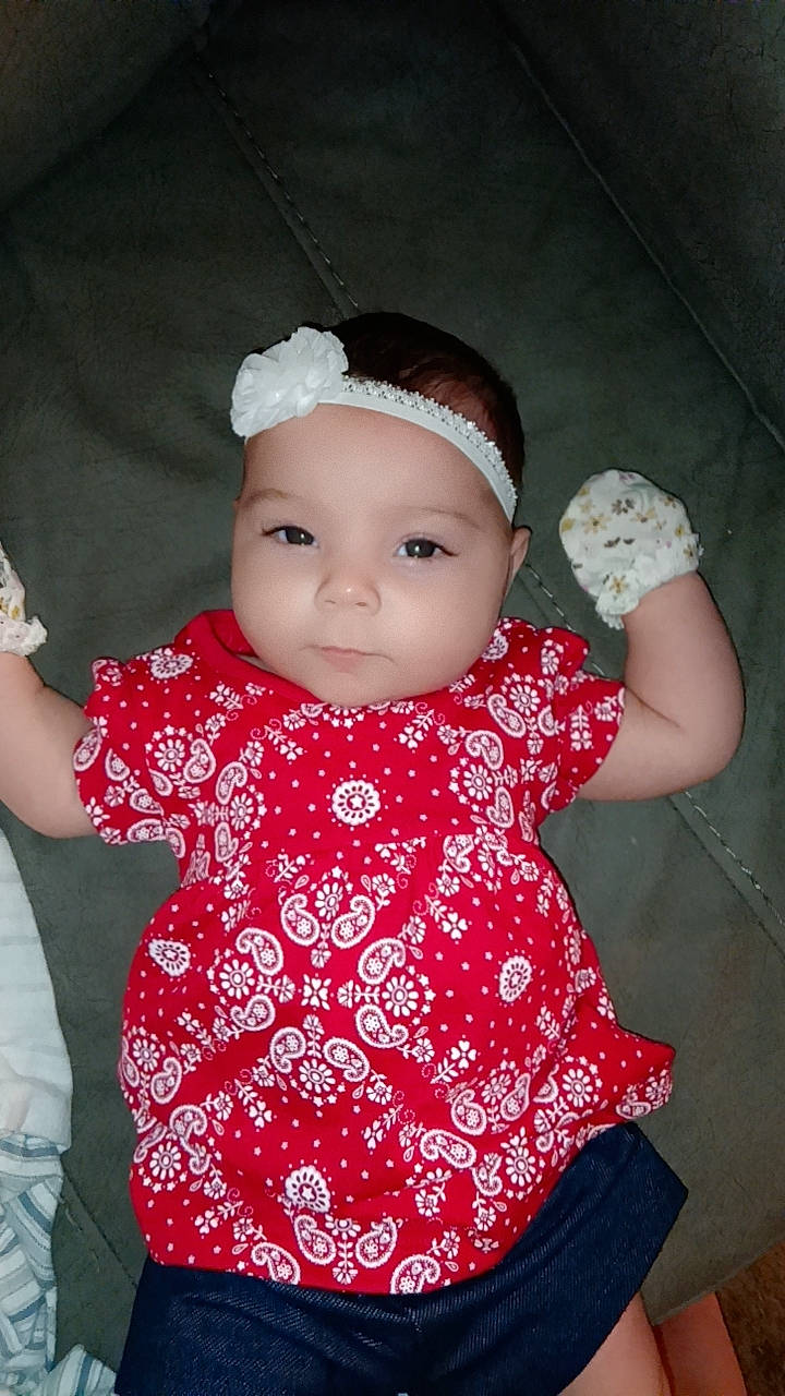 Aria joined the competition — help win amazing prizes! baby, baby_toddler_clothing, cheek, chin, cool, eye, finger, flash_photography, gesture, hairstyle, happy, head, headwear, lip, neck, nose, pattern, person, pink, skin