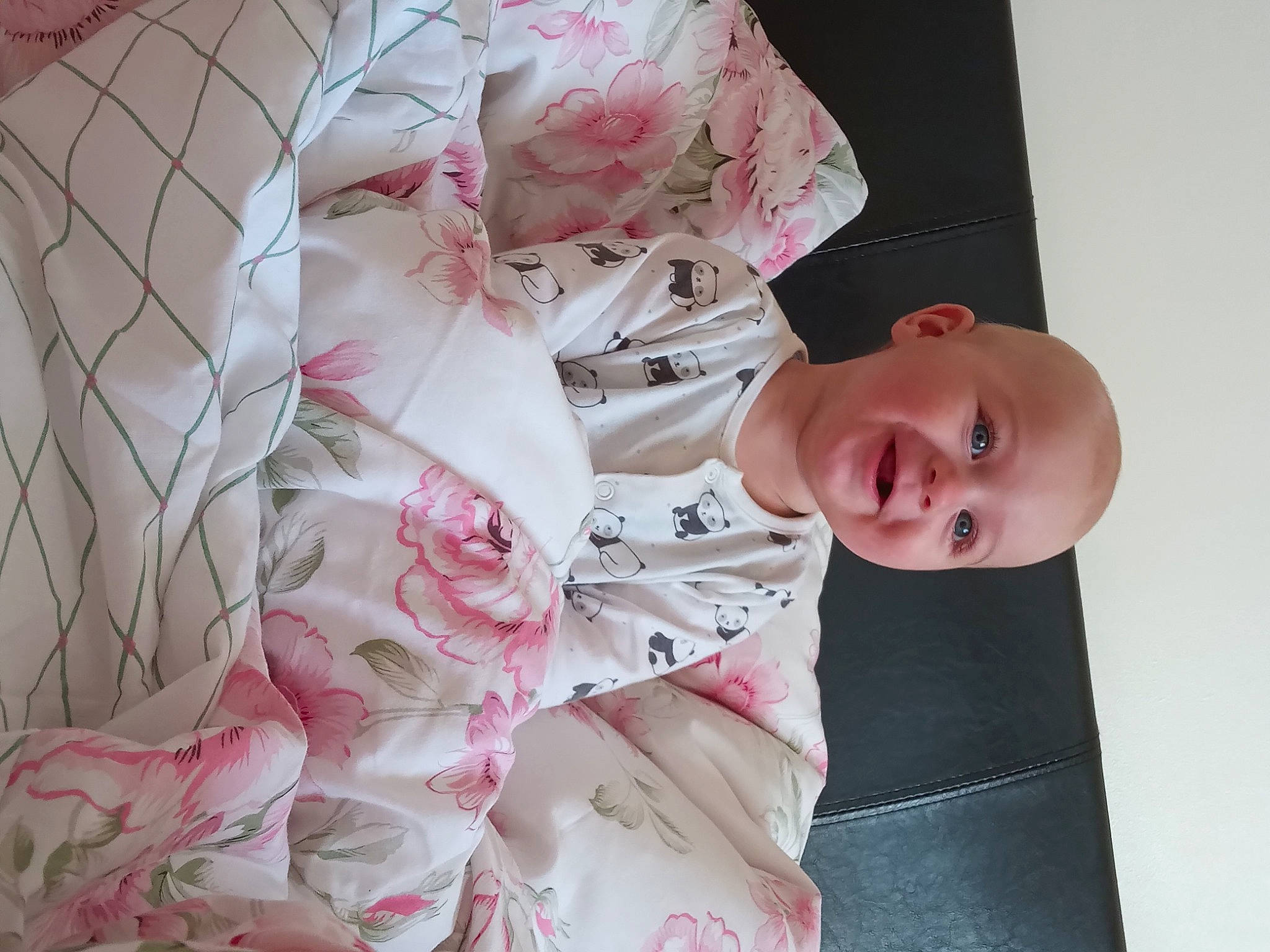 Matei joined the competition — help win amazing prizes! baby, baby_products, baby_toddler_clothing, bedding, child, comfort, dress, dress_shirt, linens, nightwear, pattern, peach, person, petal, pink, room, skin, sleeve, textile, toddler