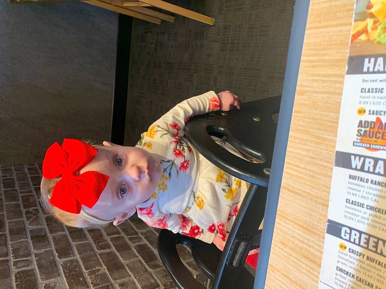 Raylynn is registered to the contest to win money with this photo: baby, carmine, costume, flooring, fun, headwear, person, publication, room, toddler, toy, wood