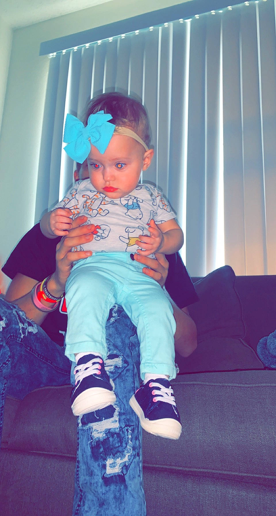 Raylee is registered to the contest to win money with this photo: baby_toddler_clothing, clothing, cool, electric_blue, flash_photography, fun, hairstyle, happy, headwear, knee, leg, magenta, person, pink, product, purple, shoe, sneakers, sock, thigh