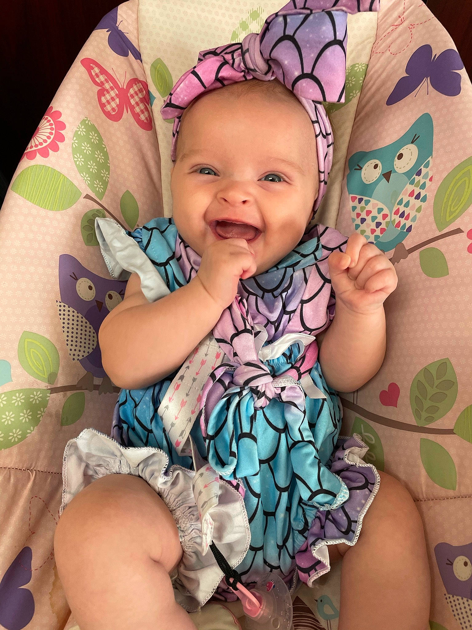 Maddie joined the competition — help win amazing prizes! arm, baby, baby_toddler_clothing, cheek, comfort, eye, face, facial_expression, hairstyle, hand, head, mouth, neck, organ, person, product, purple, skin, sleeve, smile