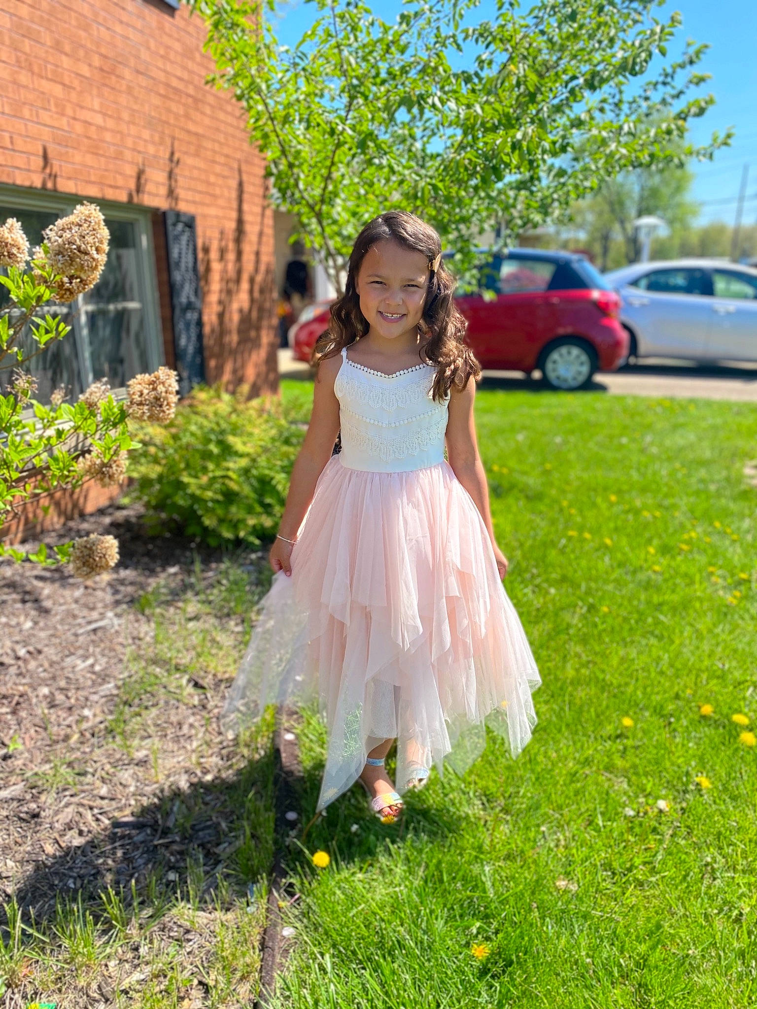 Mila joined the competition — help win amazing prizes! car, child, dress, event, fun, grass, grassland, happy, house, joy, lawn, leisure, people_in_nature, person, plant, recreation, sky, tire, toddler, tree