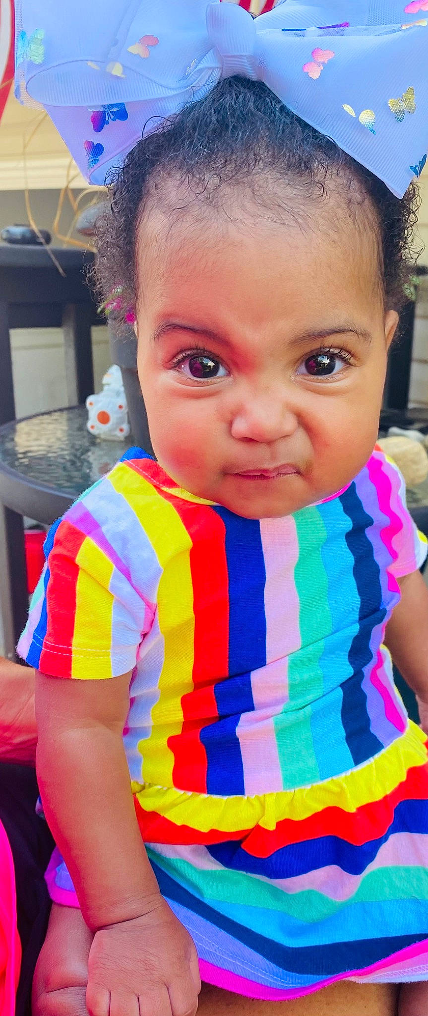 Saige joined the competition — help win amazing prizes! baby_toddler_clothing, cheek, eye, eyelash, face, hair, hairstyle, happy, head, headgear, human_body, iris, lip, mouth, neck, nose, person, pink, skin, sleeve