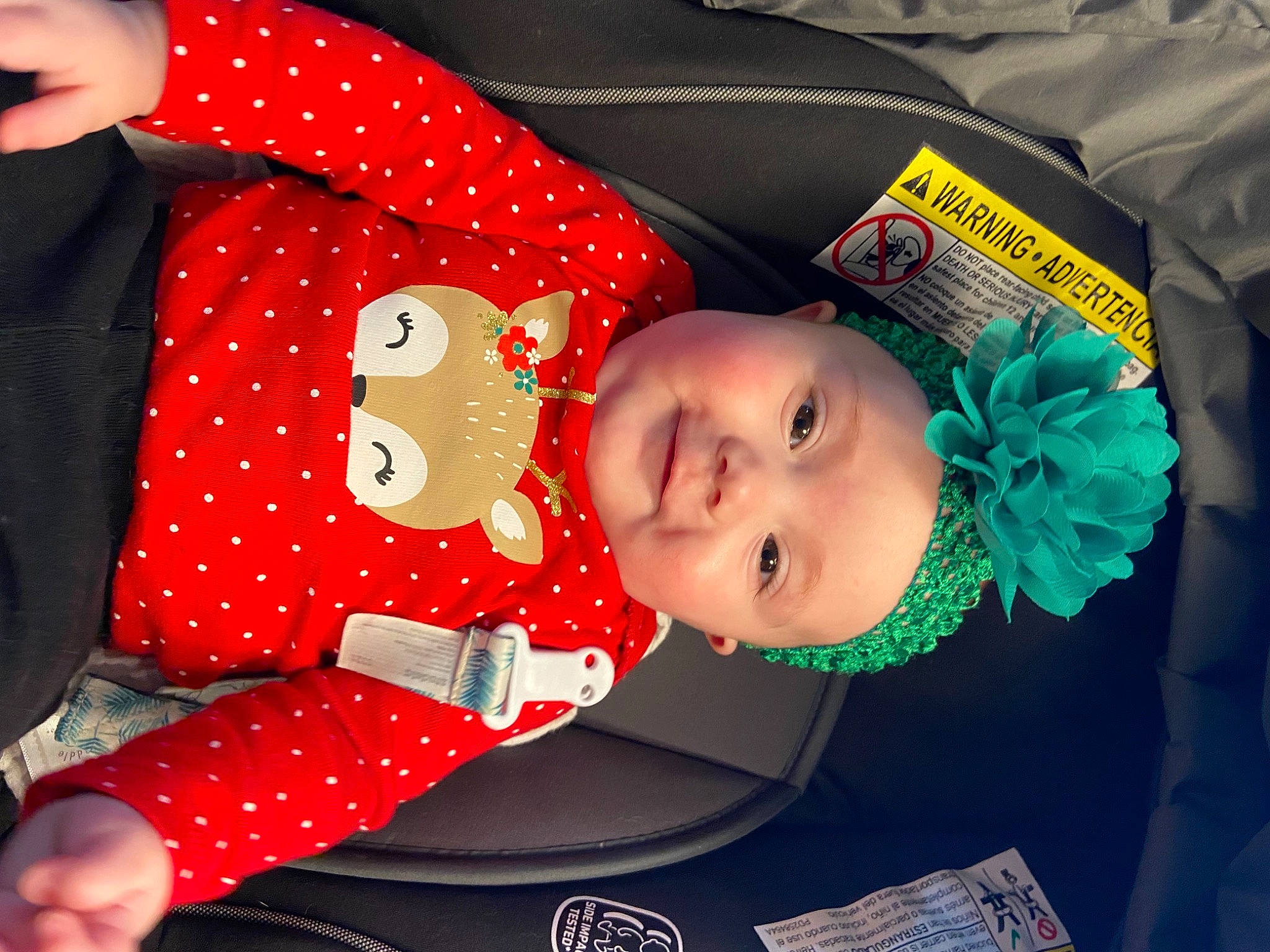 Blaire is registered to the contest to win money with this photo: baby, baby_products, baby_toddler_clothing, bow_tie, carmine, child, collar, dress_shirt, electric_blue, event, fashion_accessory, happy, hat, headwear, holiday, pattern, person, pink, red, sleeve