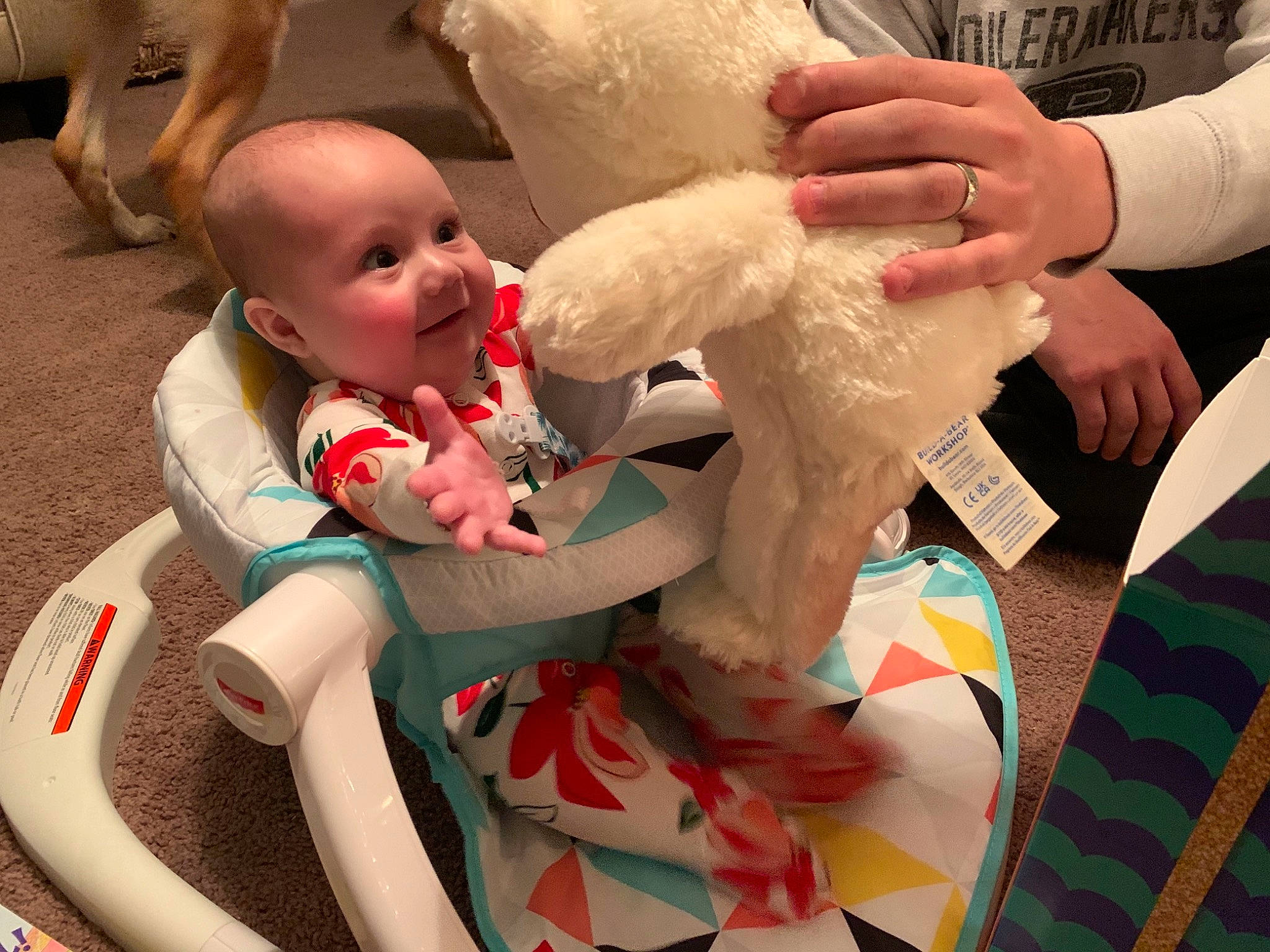 Blaire joined the competition — help win amazing prizes! baby, baby_products, cheek, child, comfort, event, finger, fun, happy, mammal, nail, person, pink, plush, recreation, skin, stuffed_toy, teddy_bear, toddler, toy