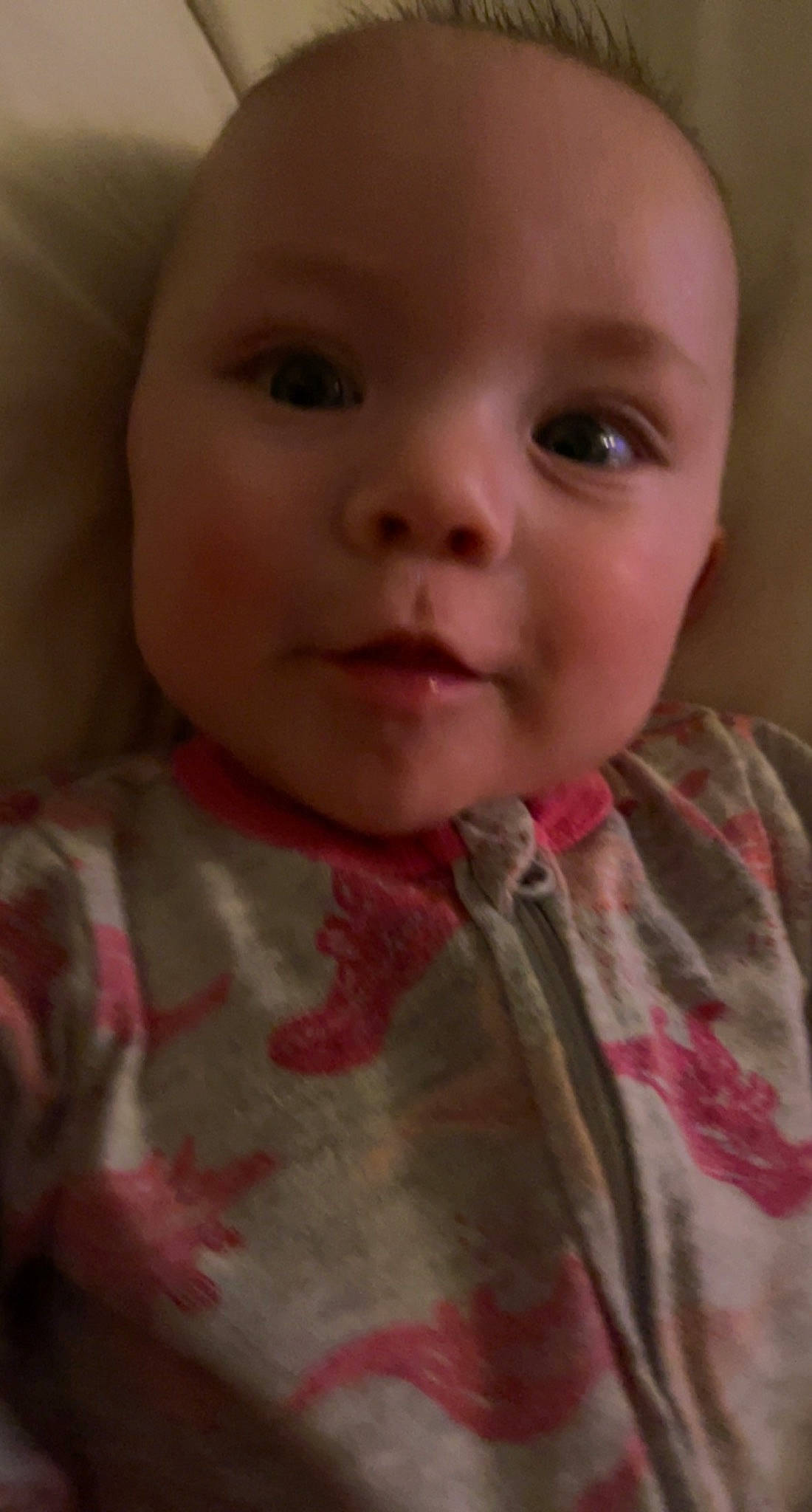 Karma is registered to the contest to win money with this photo: baby, baby_toddler_clothing, cheek, chin, dress, ear, eye, eyebrow, eyelash, forehead, iris, lip, mouth, neck, nose, person, pink, skin, sleeve, smile