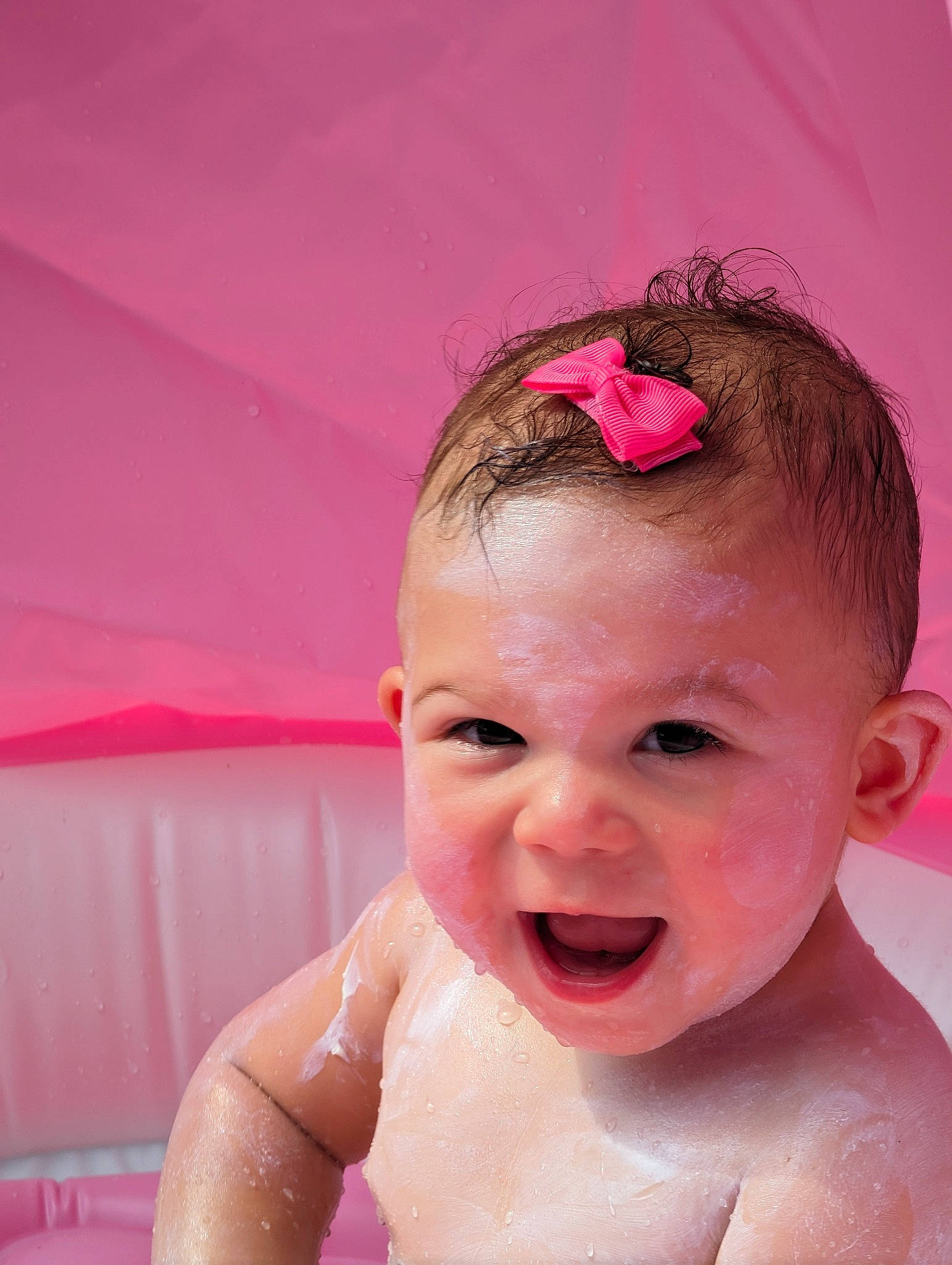 Ariah joined the competition — help win amazing prizes! arm, baby, baby_bathing, bathing, cheek, ear, eye, eyebrow, eyelash, gesture, happy, head, iris, jaw, lip, mouth, neck, nose, person, skin