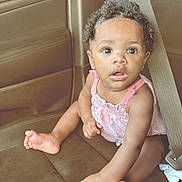 Privilege joined the competition — help win amazing prizes! baby, car_interior, car_seat, child, curly_hair, cute, cute_face, expression, foot, hand, indoor, infant, leather_seat, pink_clothing, portrait, seatbelt, sitting, skin, wide_eyes, young