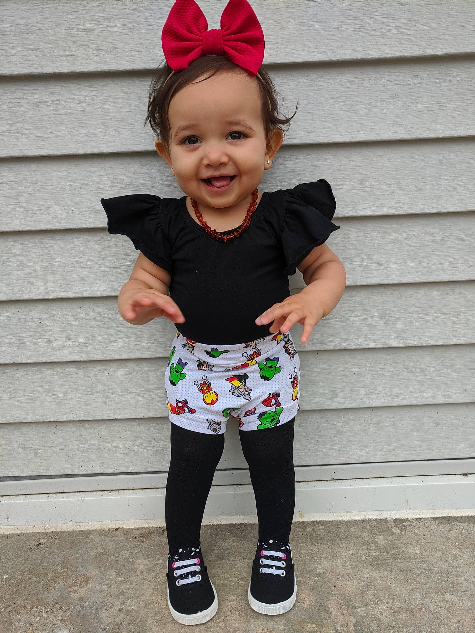Jayde joined the competition — help win amazing prizes! baby_products, baby_toddler_clothing, child, clothing, design, fashion_accessory, footwear, hair_accessory, headband, headgear, joy, leggings, pattern, person, pink, product, sleeve, t_shirt, textile, tights