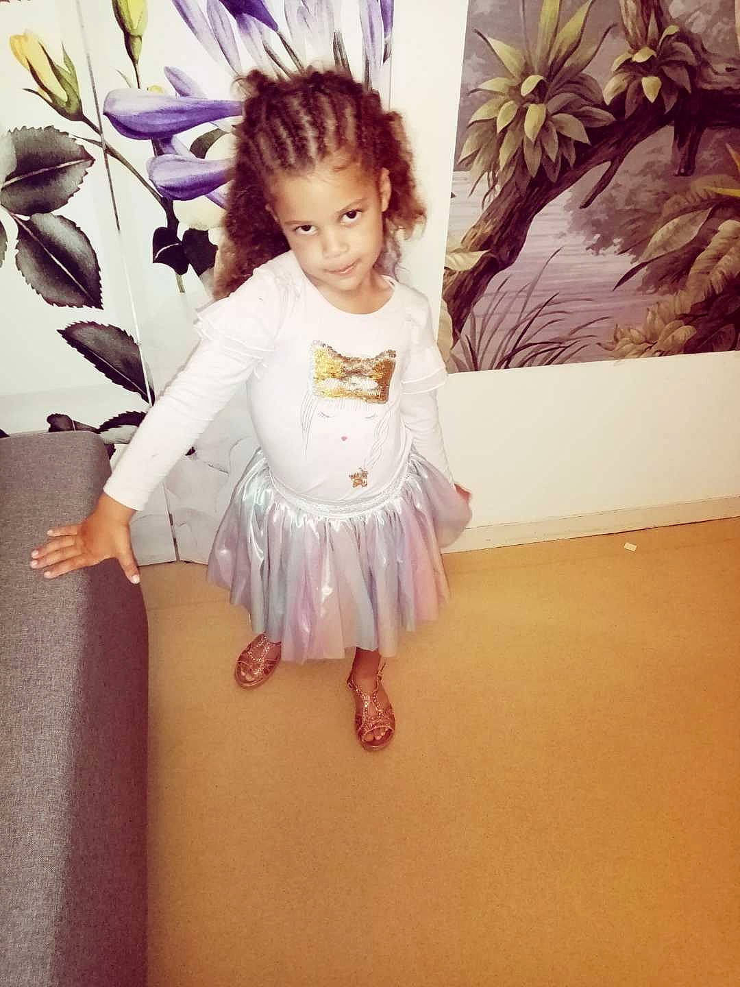 Ishani participe au concours pour gagner de l'argent avec cette photo : arm, art, baby_toddler_clothing, day_dress, dress, eye, fashion_design, hair, happy, human_leg, iris, long_hair, neck, person, pink, shoulder, sleeve, textile, thigh, toddler