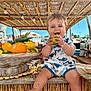 Charli participe au concours pour gagner de l'argent avec cette photo : baby, bar, basket, blue_sky, child, citrus, clothing, fruit, happy, nature, outdoor, pineapple, shade, smiling, summer, sunlight, toddler, tropical, vacation, wood