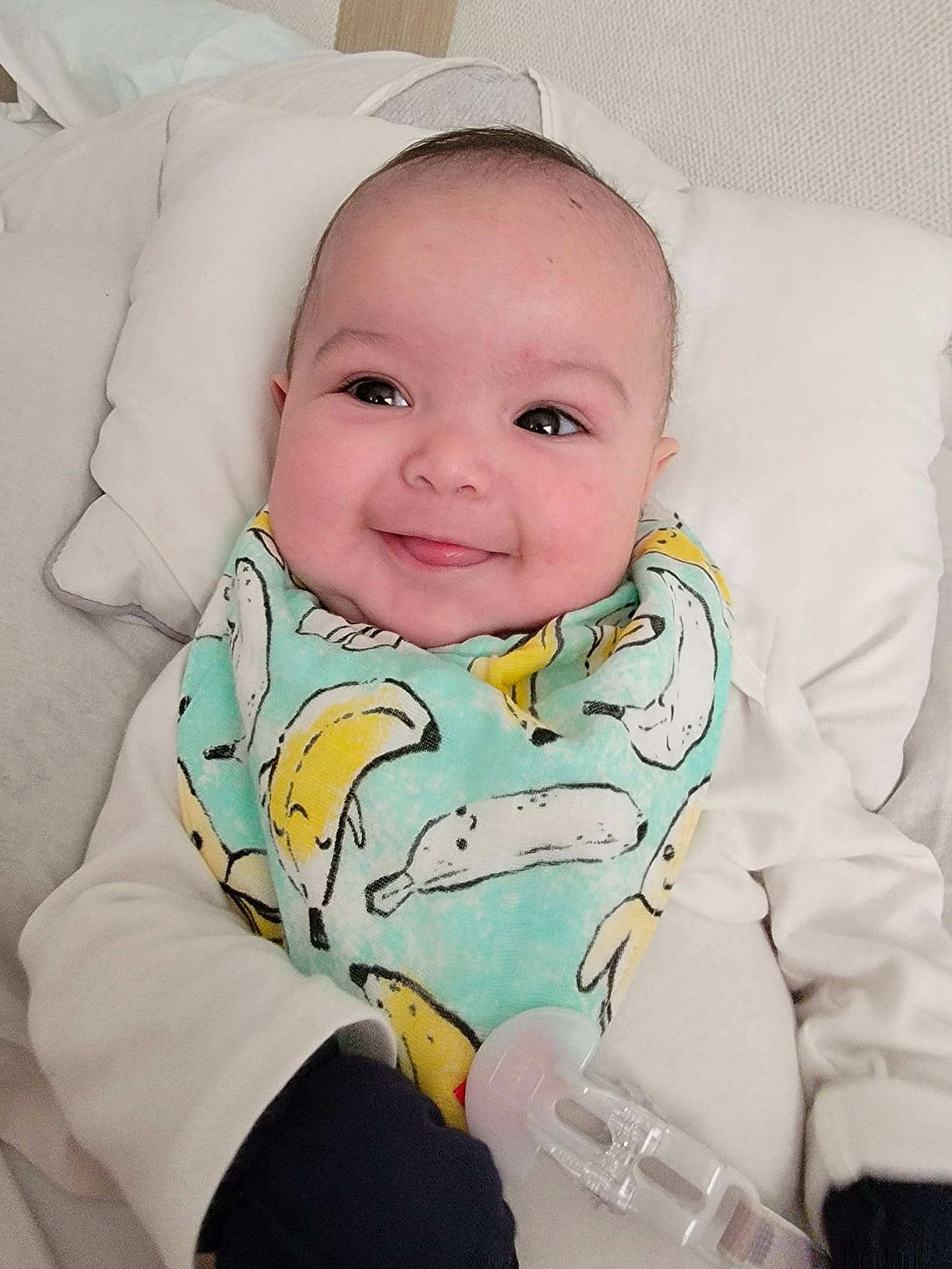 Isaac is registered to the contest to win money with this photo: baby, baby_products, baby_safety, baby_toddler_clothing, cheek, child, collar, comfort, eye, eyebrow, happy, head, iris, joy, linens, nose, person, skin, sleeve, smile