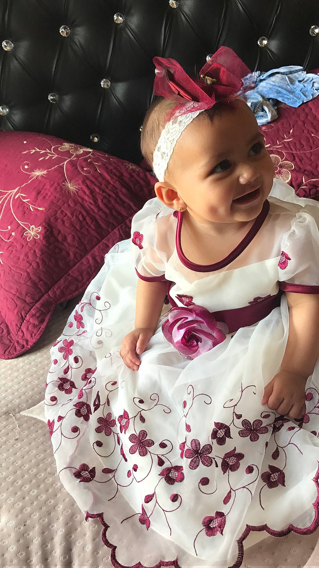 Rosemarie Elizabeth Ramos joined the competition — help win amazing prizes! beauty, child, girl, hair_accessory, headgear, infant, person, petal, pink, product, skin, smile, textile, toddler