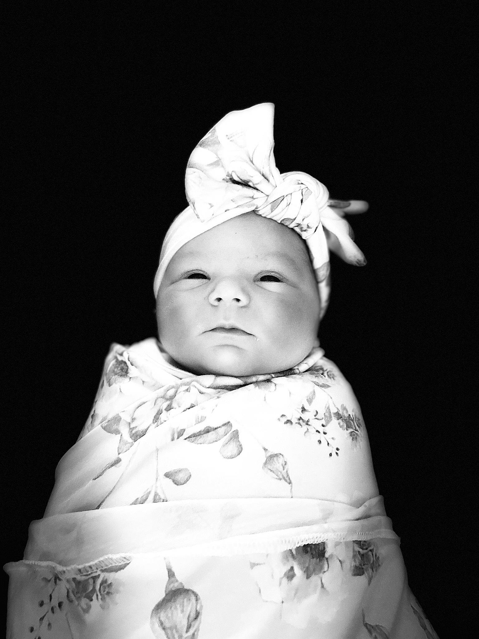 Madilynn joined the competition — help win amazing prizes! baby, baby_products, baby_toddler_clothing, cap, cheek, child, comfort, darkness, event, eye, flash_photography, fun, happy, headgear, human_body, linens, monochrome, monochrome_photography, person, sleeve