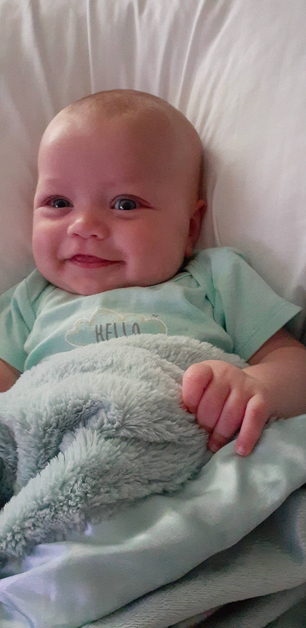 Larson joined the competition — help win amazing prizes! baby, baby_products, baby_sleeping, baby_toddler_clothing, bedding, cheek, child, comfort, finger, gesture, happy, joy, linens, lip, nose, person, skin, sleeve, smile, t_shirt