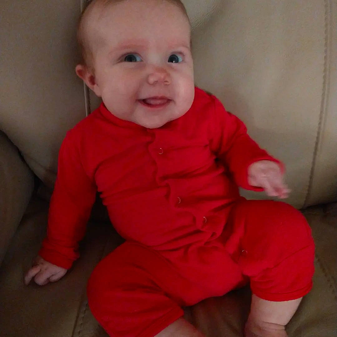 Riley joined the competition — help win amazing prizes! baby, baby_toddler_clothing, cheek, chin, comfort, eye, finger, happy, human_body, iris, joint, knee, lip, neck, nose, person, skin, sleeve, smile, textile