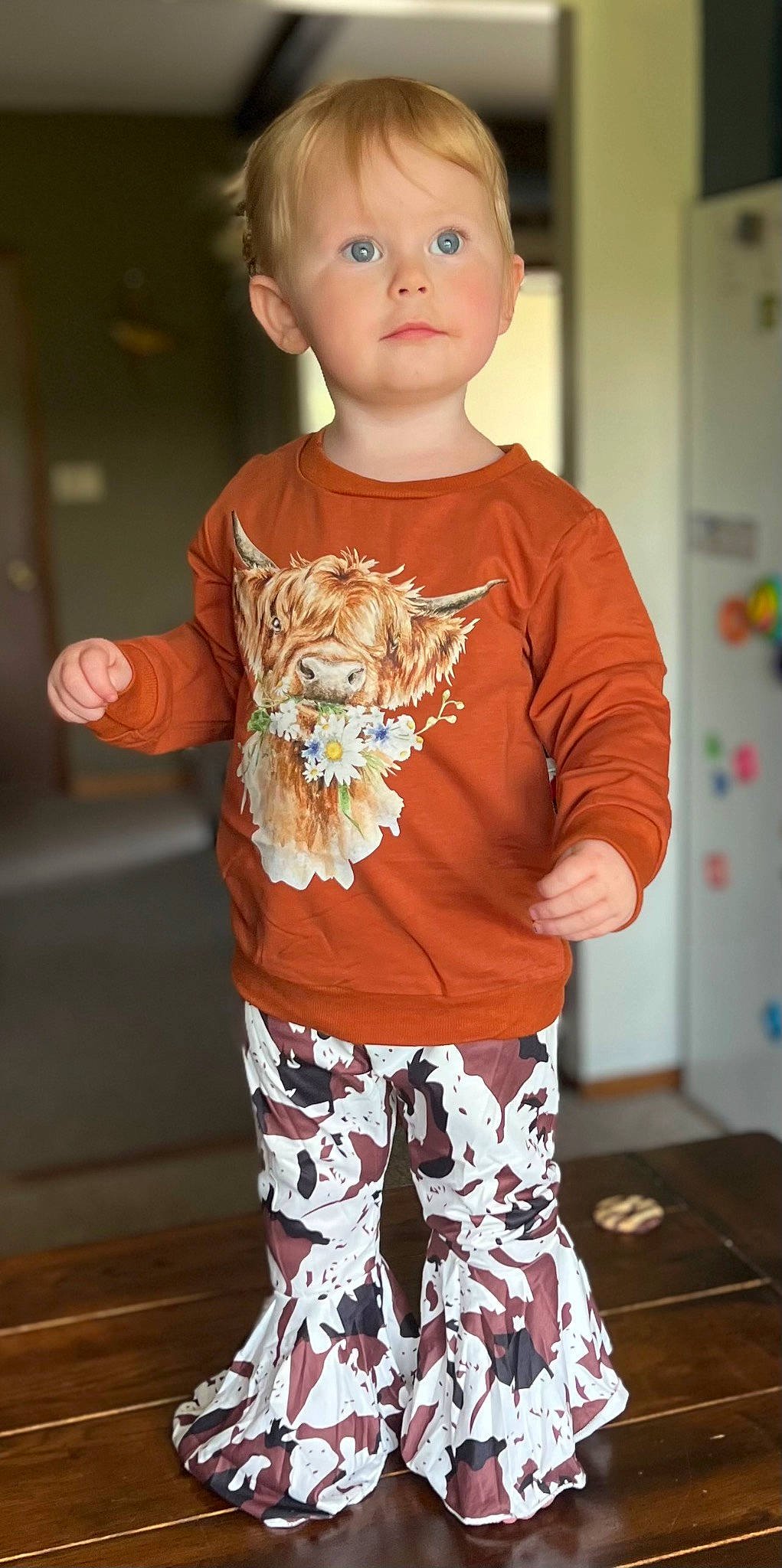 Adalynn joined the competition — help win amazing prizes! active_pants, baby, baby_toddler_clothing, cheek, child, face, fashion_design, hairstyle, happy, neck, nightwear, orange, pajamas, pattern, peach, person, sleeve, t_shirt, toddler, top