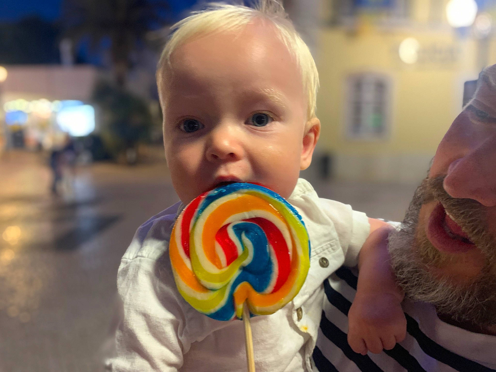 Sonny joined the competition — help win amazing prizes! automotive_wheel_system, baby, beard, candy, child, confectionery, dessert, electric_blue, event, food, fun, happy, hard_candy, holiday, human, lollipop, person, smile, sweetness, toddler