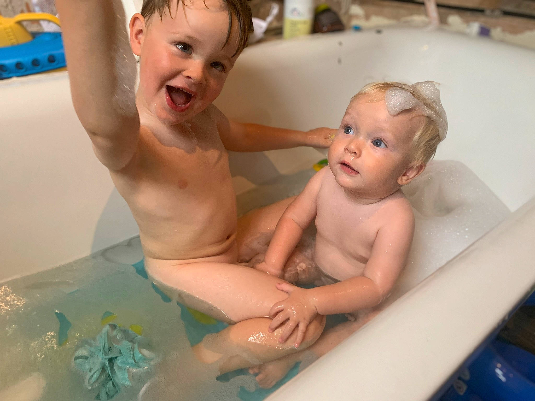 Sonny joined the competition — help win amazing prizes! baby, baby_bathing, bathing, bathtub, chest, eye, face, facial_expression, hair, hairstyle, hand, happy, head, mouth, muscle, organ, person, photograph, skin, smile