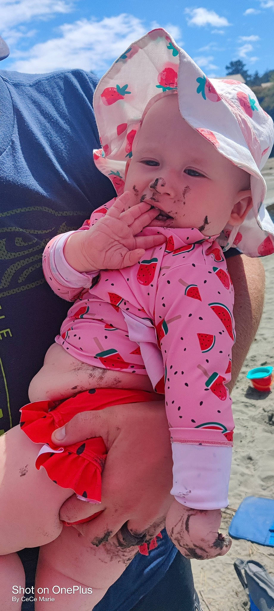 Aleena joined the competition — help win amazing prizes! baby, baby_products, baby_toddler_clothing, cap, child, finger, happy, hat, headwear, human_leg, leg, lip, mouth, nail, pattern, person, pink, sitting, skin, sleeve