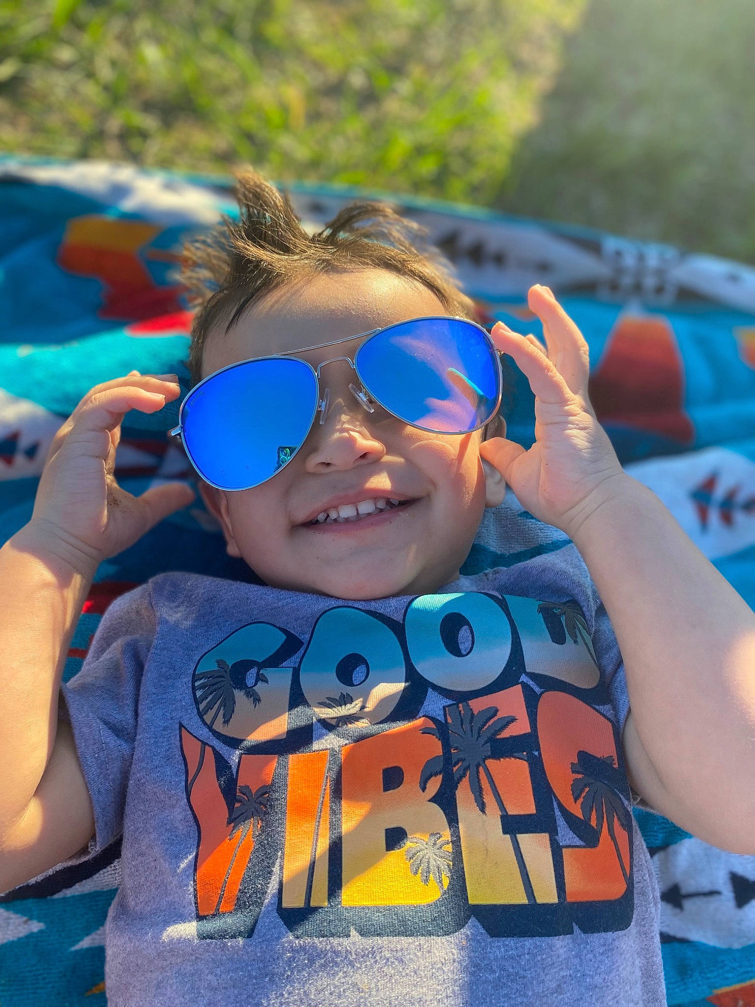 Kaisen joined the competition — help win amazing prizes! blue, cool, event, eyewear, face, fun, gesture, goggles, grass, happy, joy, leisure, outdoor_recreation, person, personal_protective_equipment, recreation, sleeve, smile, sunglasses, t_shirt