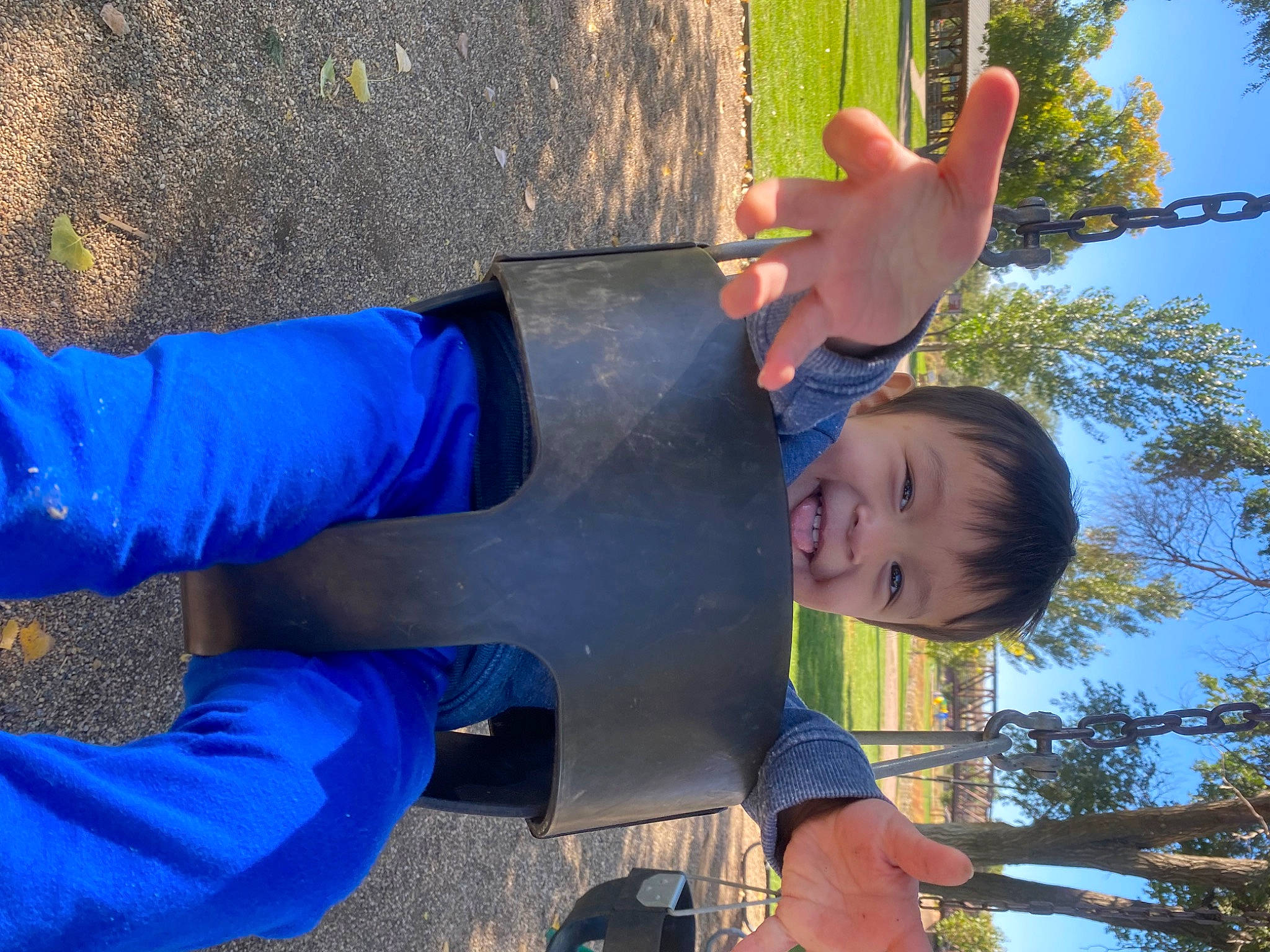 Kaisen joined the competition — help win amazing prizes! blue, child, elbow, electric_blue, fun, gesture, glove, grass, happy, leisure, people, people_in_nature, person, play, recreation, sky, smile, t_shirt, toddler, tree