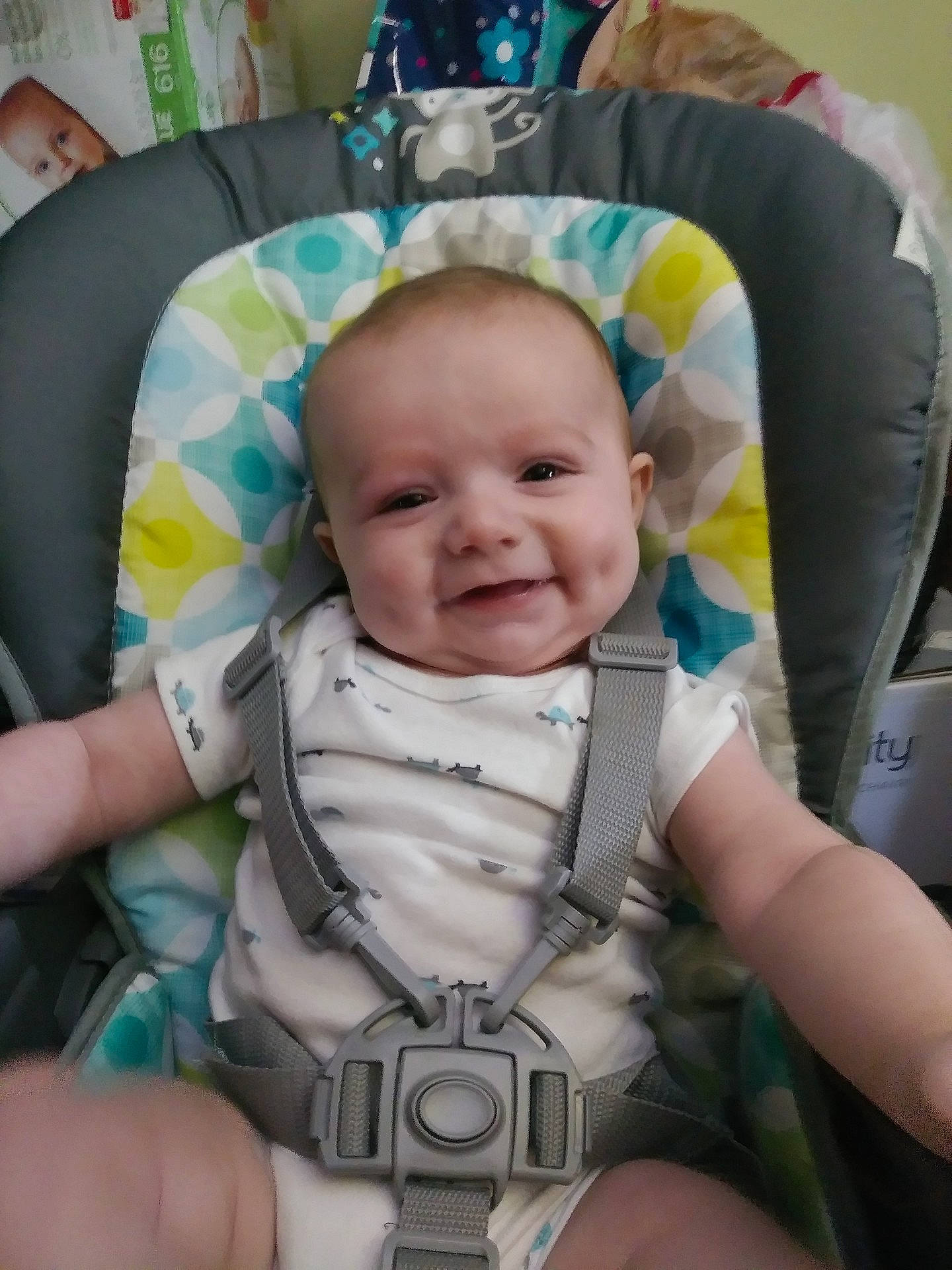 Greyson joined the competition — help win amazing prizes! arm, baby_carriage, baby_products, car_seat, child, day, eye, head, infant, person, product, skin, toddler