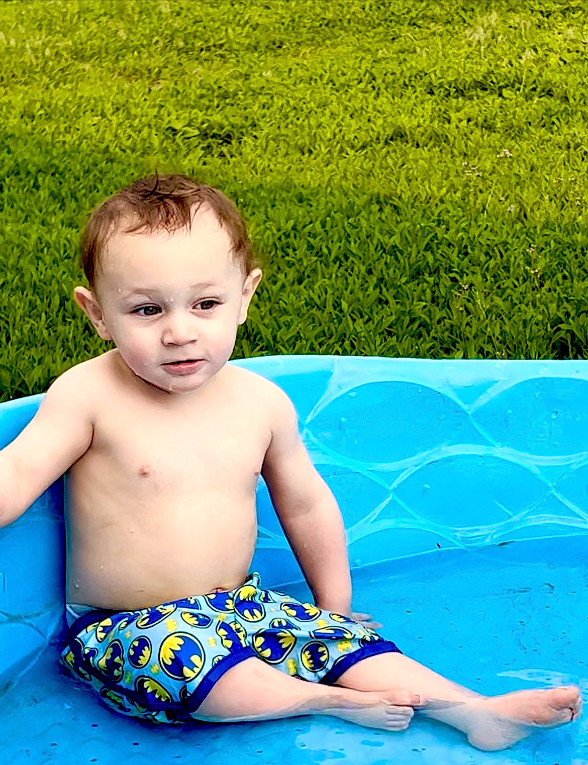 Bentley joined the competition — help win amazing prizes! baby, baby_toddler_clothing, blue, eye, fun, grass, grass_family, green, hair, happy, human_body, leisure, nature, pattern, people_in_nature, person, photograph, plant, summer, toddler