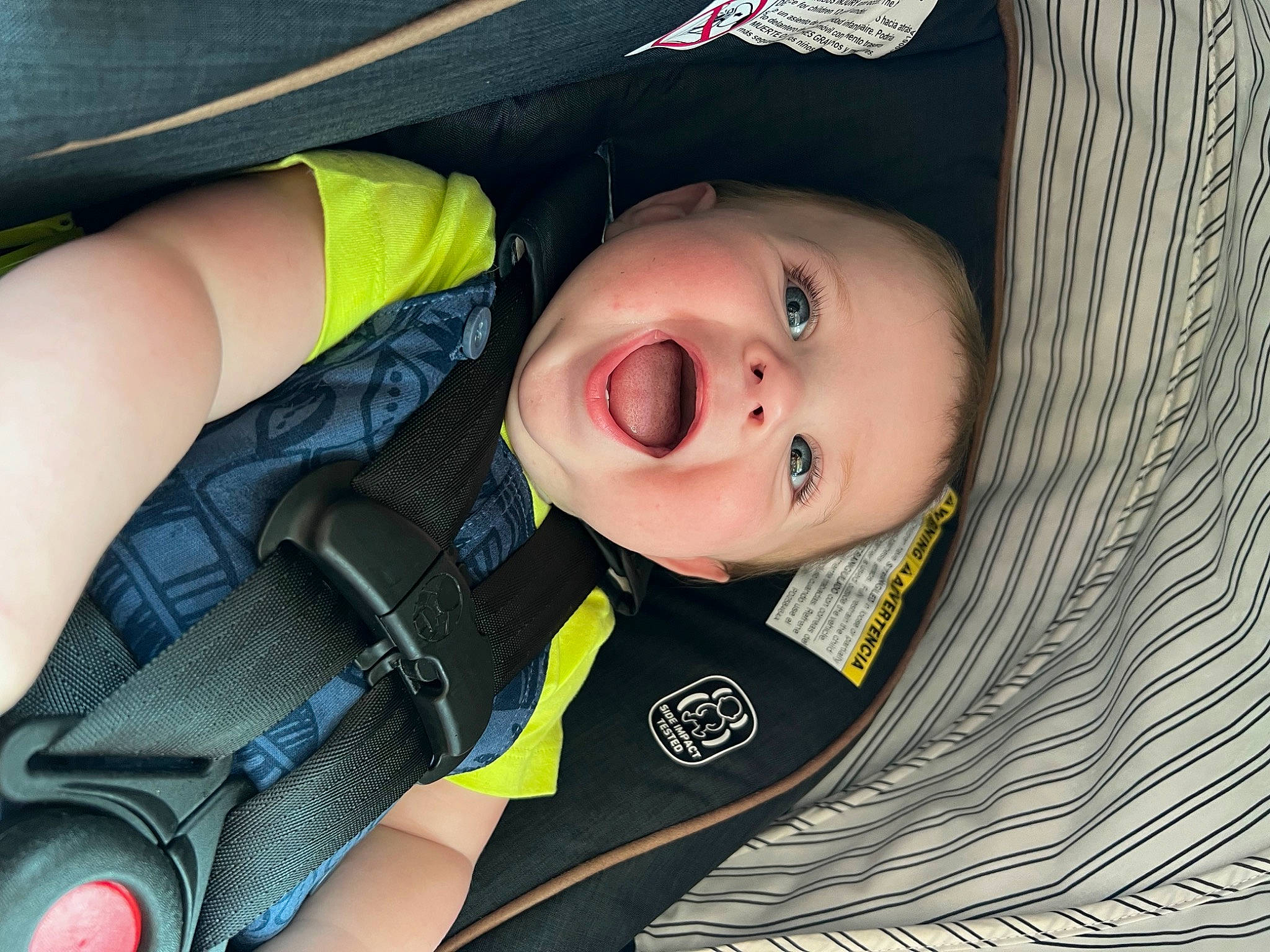 Dusty joined the competition — help win amazing prizes! baby, baby_carriage, baby_products, baby_toddler_clothing, cheek, child, comfort, electric_blue, eyelash, fun, happy, hat, person, personal_protective_equipment, sitting, smile, toddler