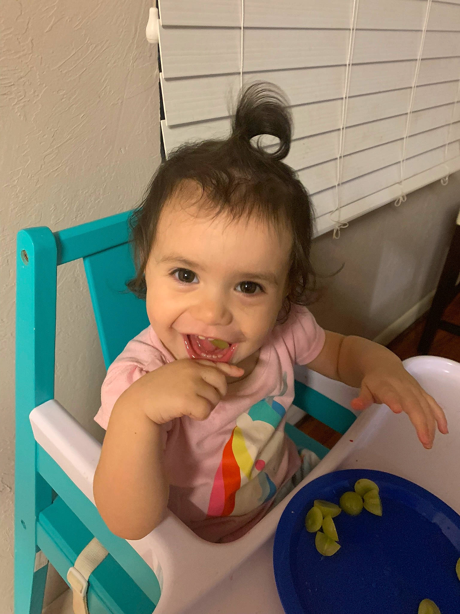 Riley joined the competition — help win amazing prizes! arm, baby, baby_toddler_clothing, chair, cheek, child, finger, fun, hairstyle, hand, happy, iris, leisure, mouth, person, product, room, sitting, skin, table